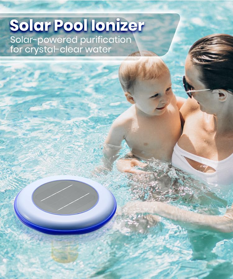 Airthereal S6 Solar Pool Ionizer - Floating Water Cleaner & Purifier for Crystal Clear Pool Water, Reduces Chlorine Use by 85%, Works in Fresh & Salt Water Pools & Spas - Perfect for Backyard, Inground & Above Ground Swimming Pools