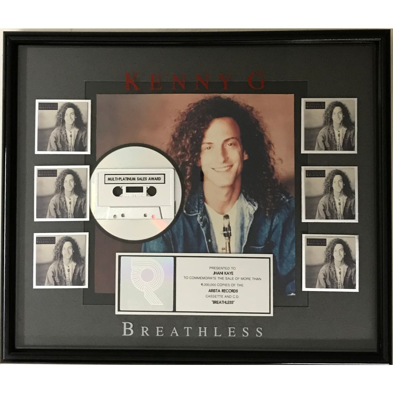 Kenny G Breathless 6x Multi-Platinum Album Award - RIAA Certified Music Achievement - Perfect for Display in Music Studios, Offices & Collector's Showcases