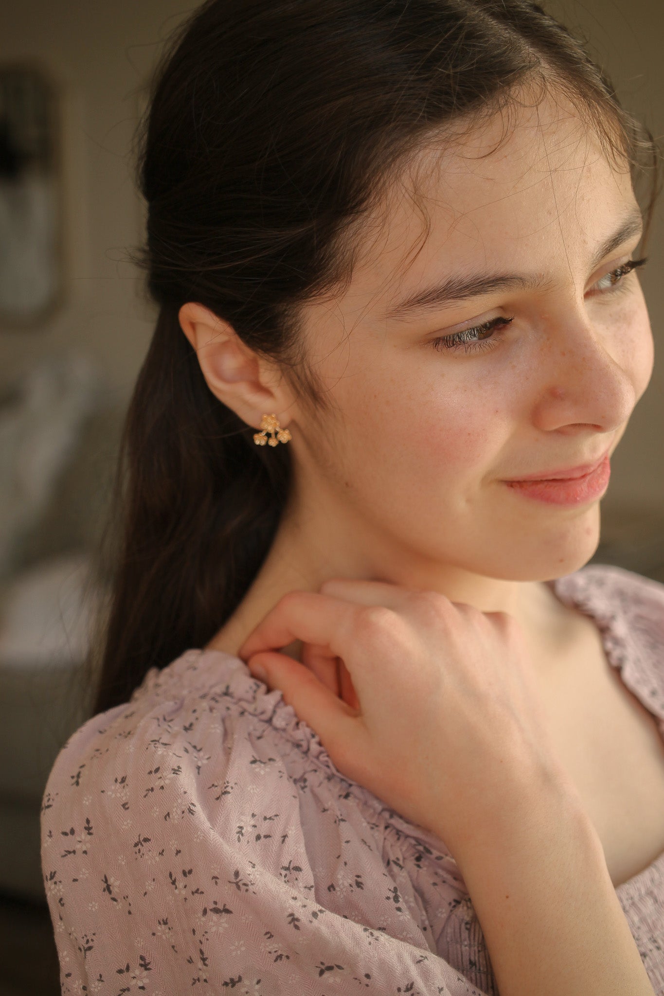 14K Gold Azalea Flower Stud Earrings for Women - Elegant Floral Jewelry Gift for Birthday, Anniversary & Valentine's Day