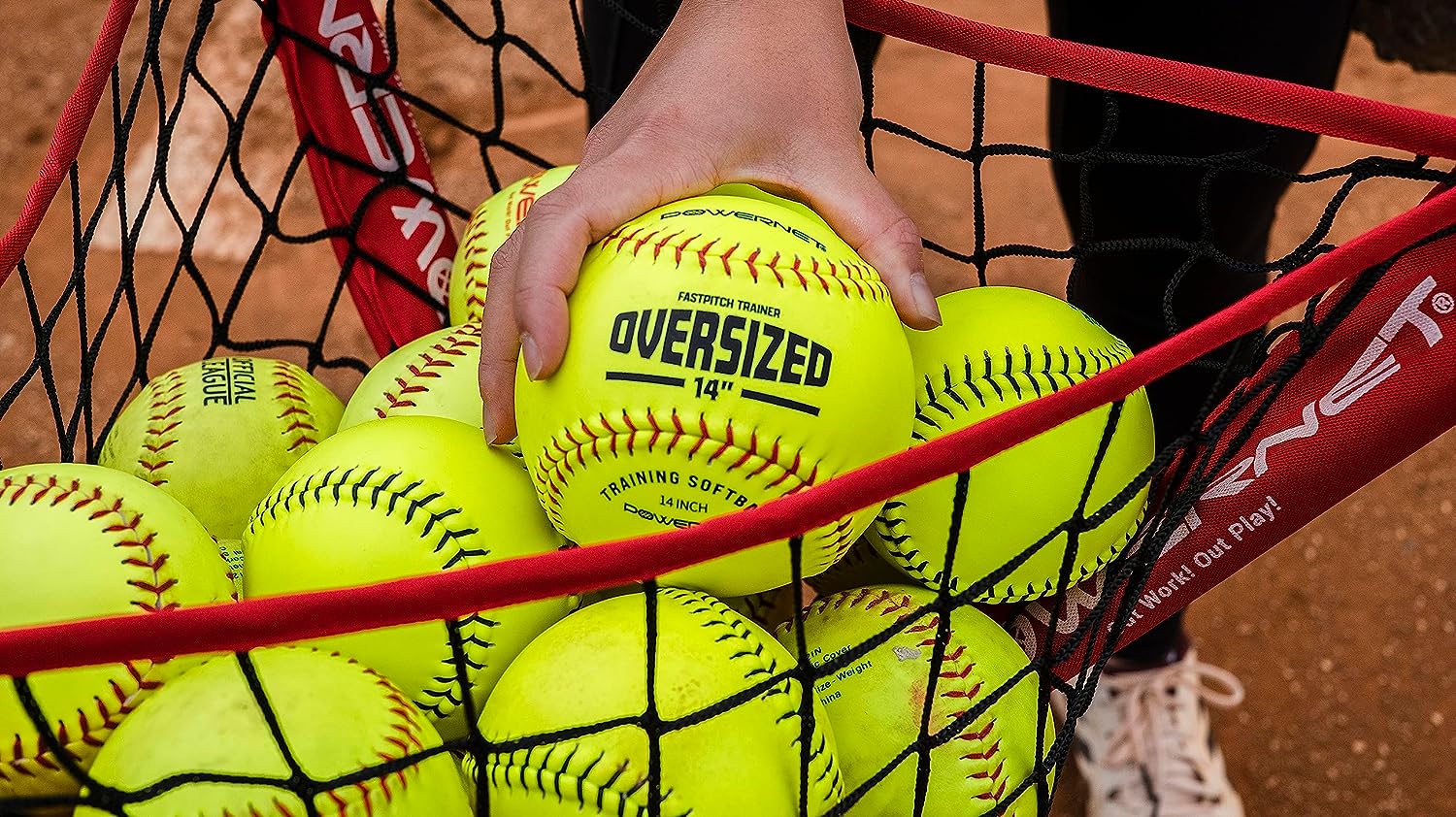 Premium 14 Inch Oversized Softball 3 Pack - Genuine Leather Powernet Construction | Perfect for Training, Recreational Play & Competitive Games