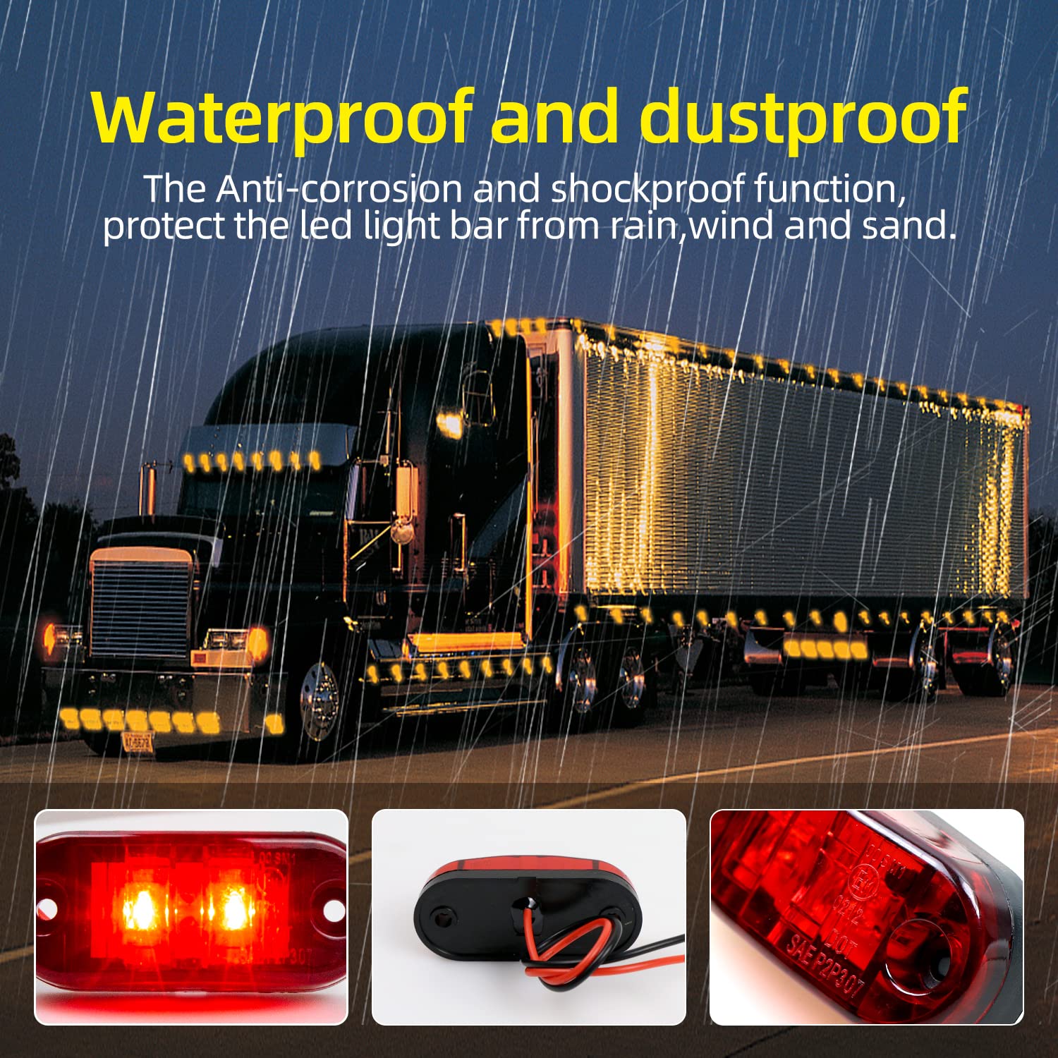 (5pcs Amber, 5pcs Red) 2.5 Inch 2 Diode LED Trailer Marker Lights - Waterproof Oval Side Running Lights for Trucks, RVs, Lorries, Pickups & Campers - Perfect for Night Driving and Road Safety