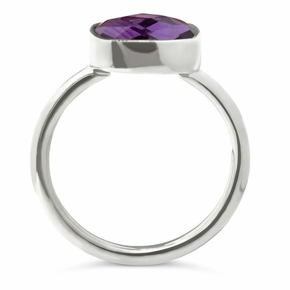 Elegant Purple Amethyst Cocktail Ring in Sterling Silver - Perfect for Evening Parties & Special Occasions