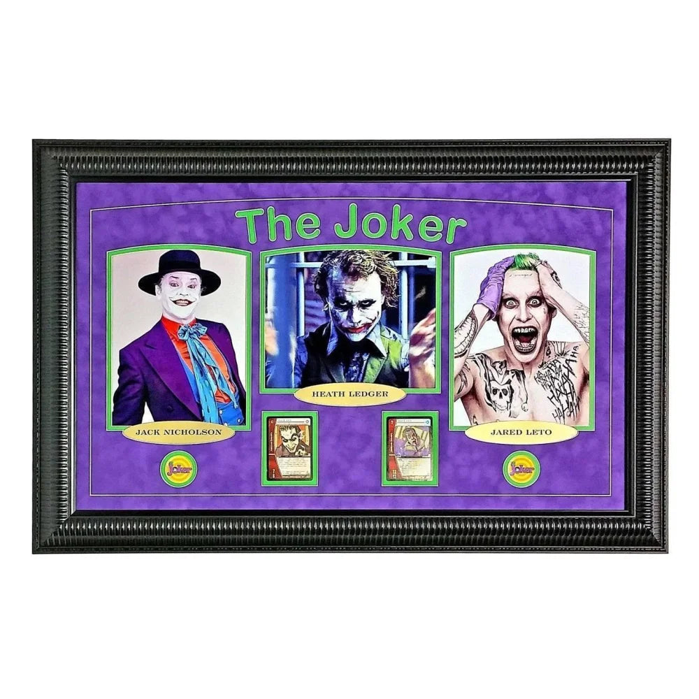 Joker Batman Movies Framed 8x10 Collage Poster - Jack Nicholson, Heath Ledger & Jared Leto - DC Comics Wall Art for Home Theater & Man Cave Decor