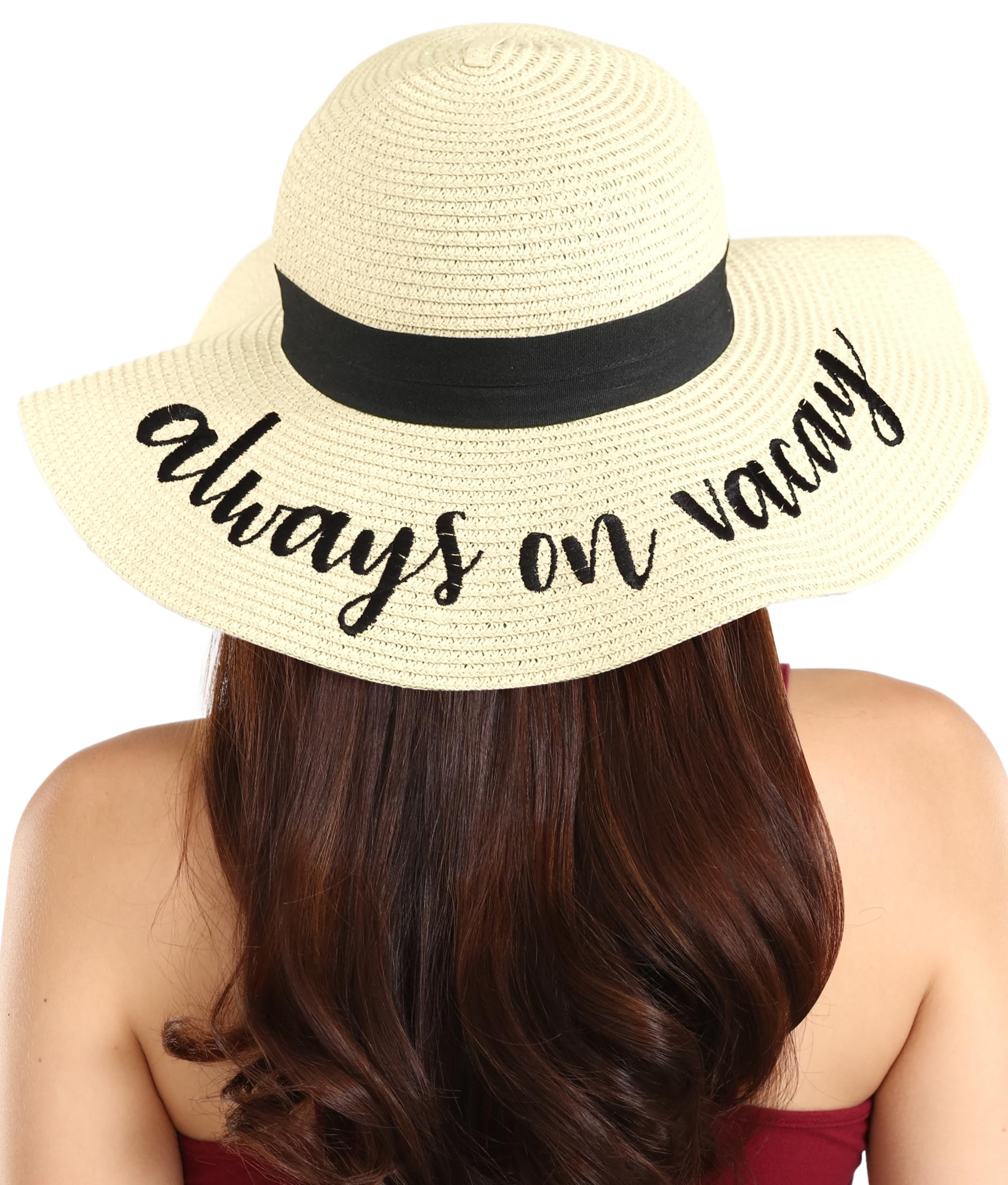 Brook + Bay Embroidered Floppy Sun Hat for Women - Elegant Summer Beach Hat for Bachelorette Party & Bridal Shower - Perfect Vacation Accessory for Poolside, Travel & Outdoor Adventures