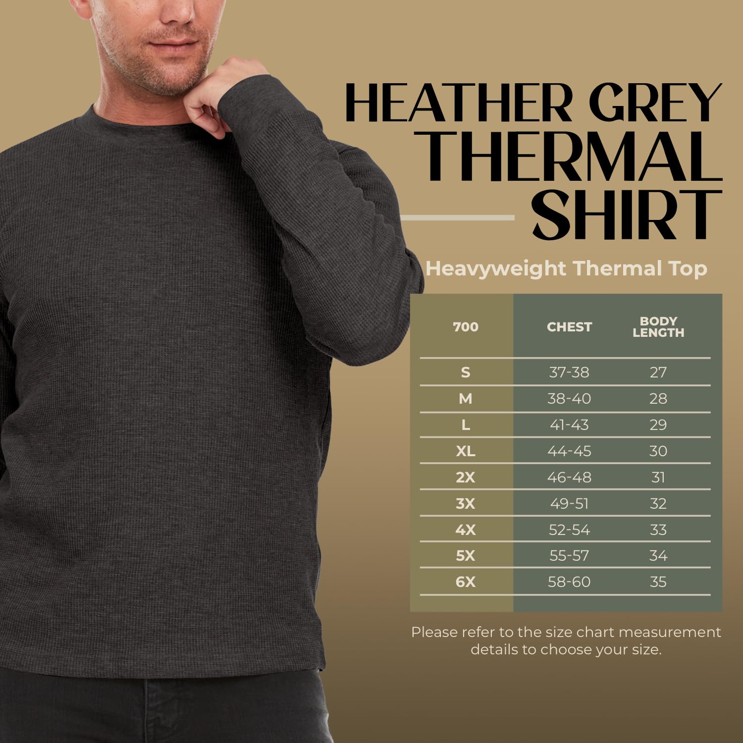 JMR Men’s Heavyweight Waffle Thermal Shirt - 100% Cotton Long Sleeve Base Layer - Warm & Breathable Winter Wear for Outdoor Activities, Hiking, and Camping