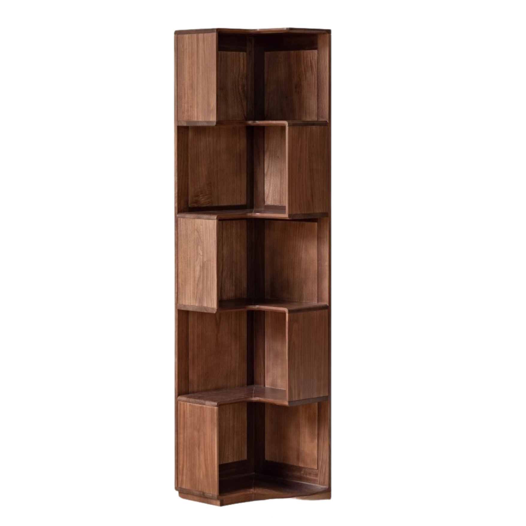 Solid Black Walnut Wood Corner Bookcase Shelf - Stylish Storage for Books, Decor & Small Spaces | Perfect for Living Room, Office & Bedroom Organization