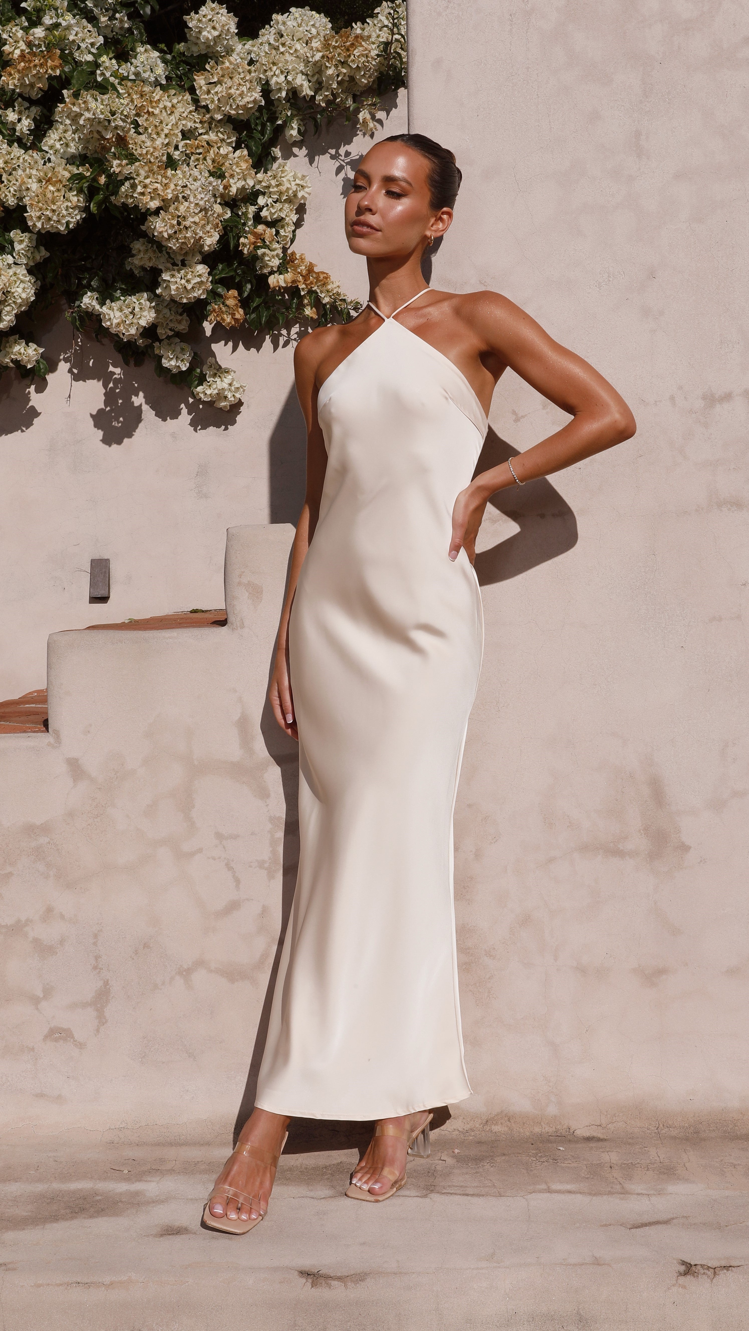 Elegant Chiara Maxi Dress in Champagne - Perfect for Weddings, Parties & Summer Vacations