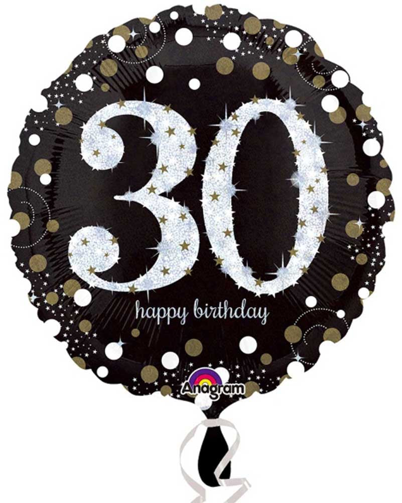 30th Birthday Sparkling Holographic Foil Balloons - Pack of 12 - Perfect for Anniversary Parties, Graduation Celebrations & Special Events Decorations