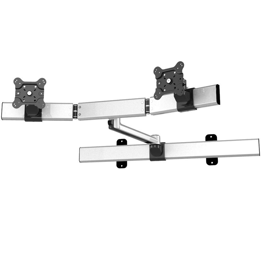 Adjustable Dual Monitor Wall Mount Bracket with Swivel Arm - Slideable VESA Stand for 13-32 Inch Screens - Perfect for Home Office, Gaming & Workspace Setup