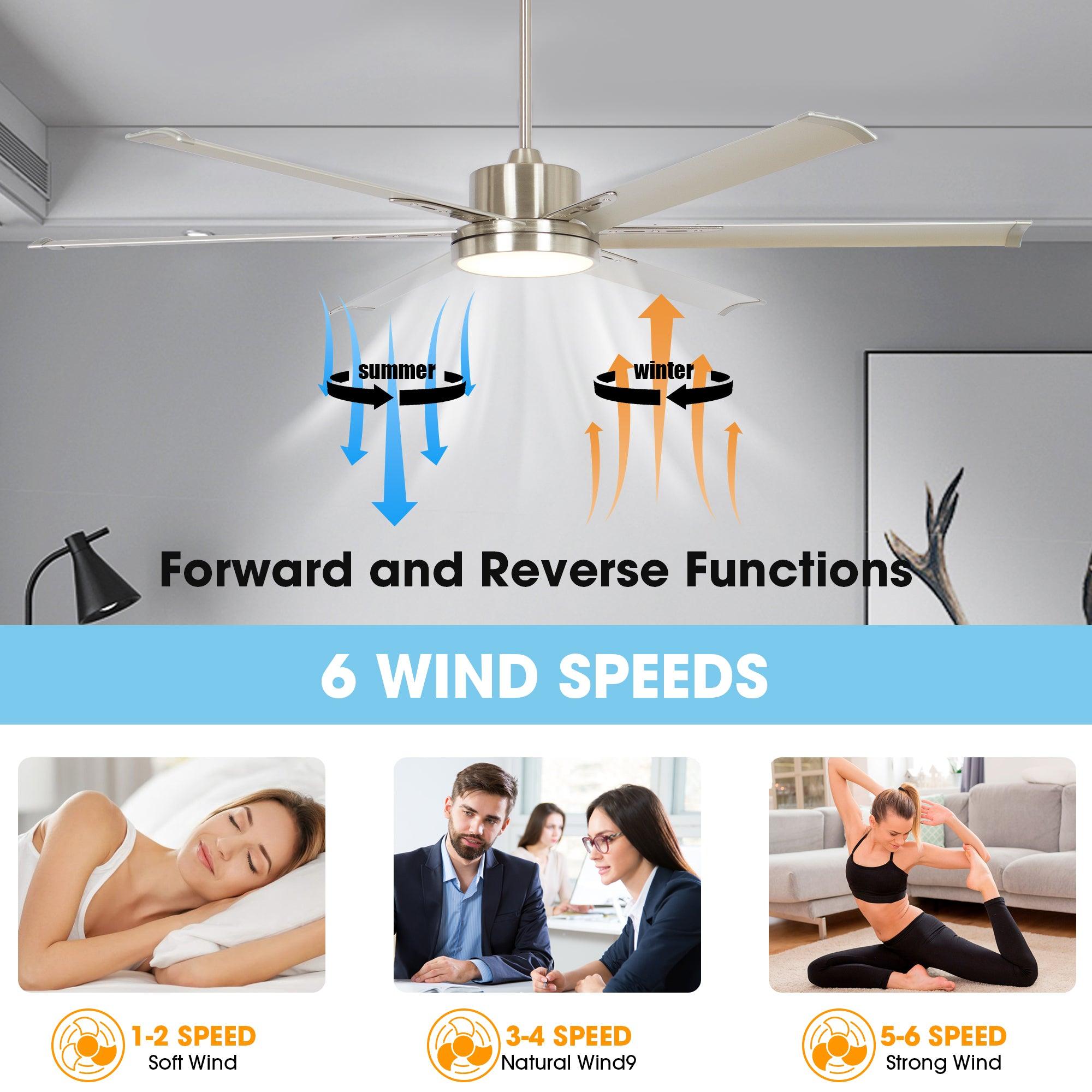 65 Inch Modern Ceiling Fan with DC Motor, LED Light, Remote Control - Quiet & Energy Efficient for Living Room, Bedroom, Patio