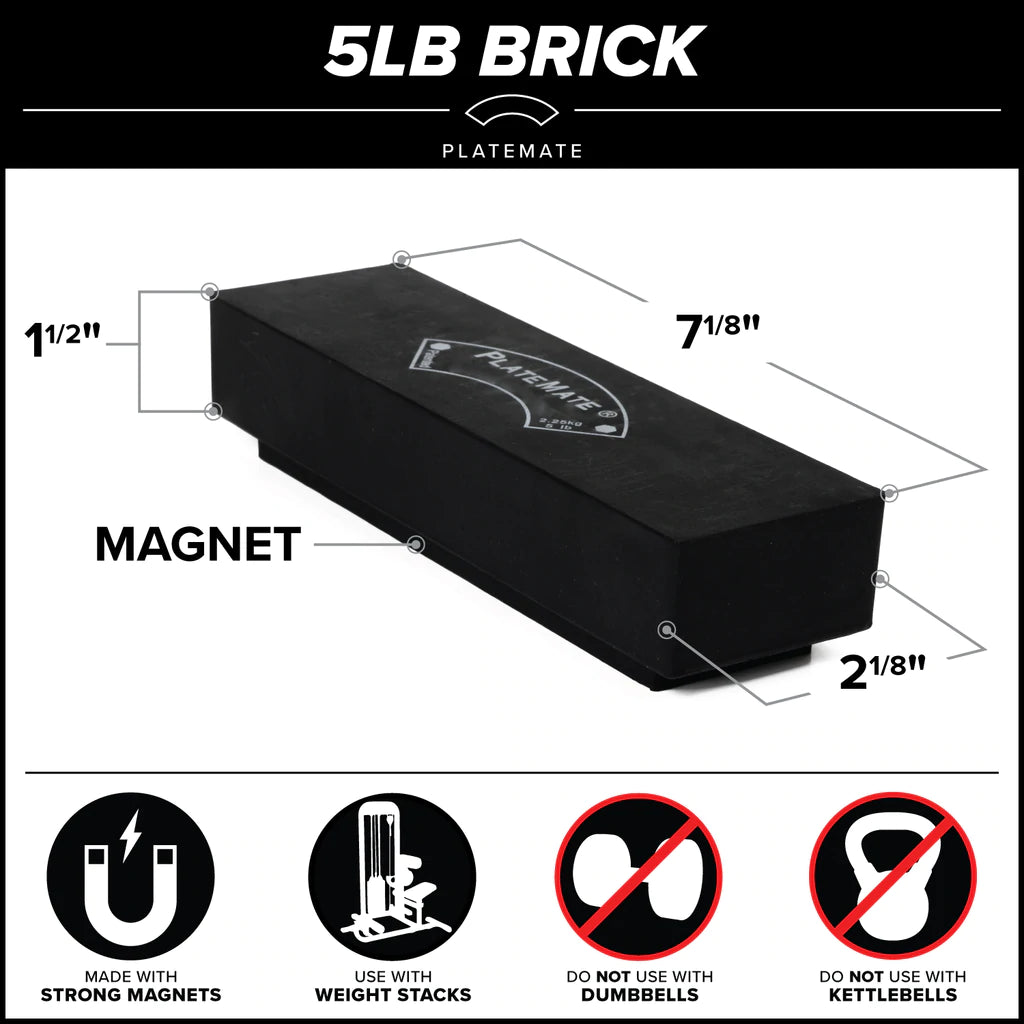 PlateMate 5 lb Brick - Heavy Duty Non-Slip Plate Holder for Weightlifting, Gym & Home Workouts - Perfect for Barbell, Dumbbell & Kettlebell Storage
