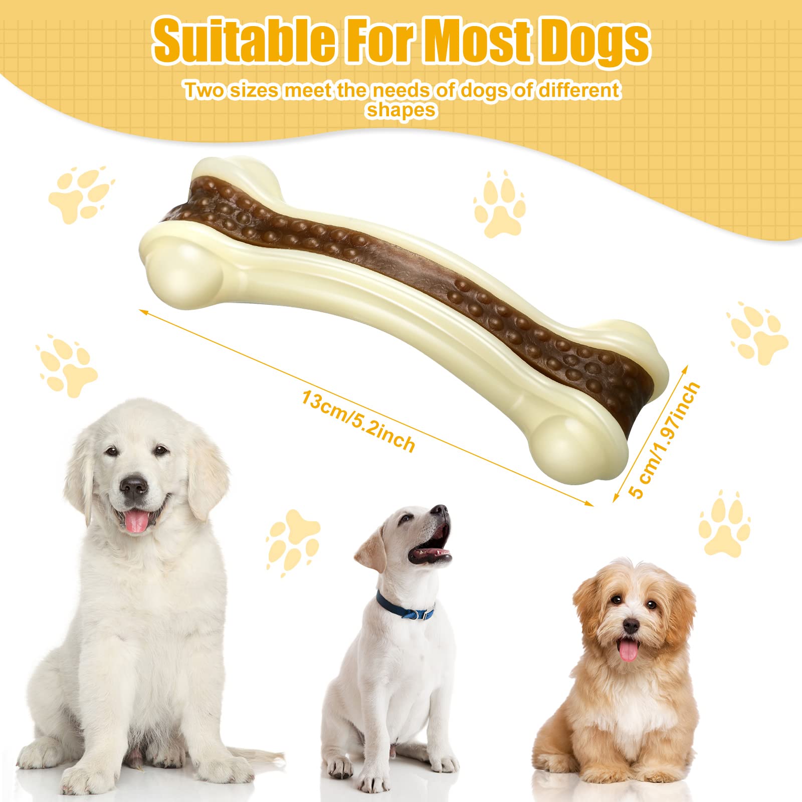 **Sosation 3 Pack Durable Nylon Dog Chew Toys for Aggressive Chewers - Beef Flavor Puppy Teething Bones for Small, Medium & Large Breeds (Medium, Curved Bone) - Perfect for Teething, Boredom Relief & Dental Health**