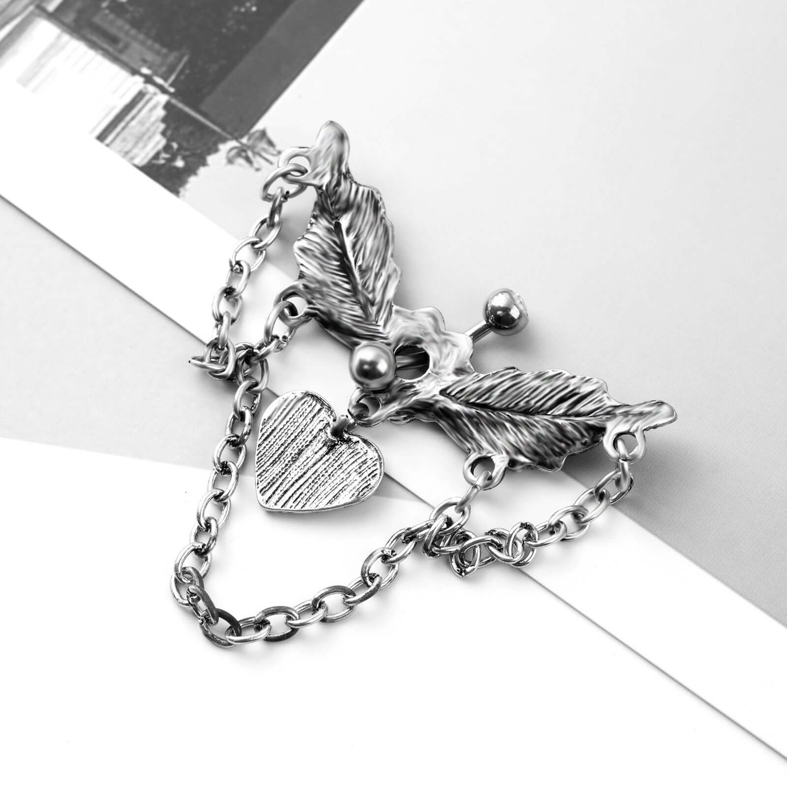 Angel Wings with Chain Dangle Navel Piercing Jewelry | SX0802 | Perfect for Belly Button Rings, Body Jewelry & Piercing Accessories