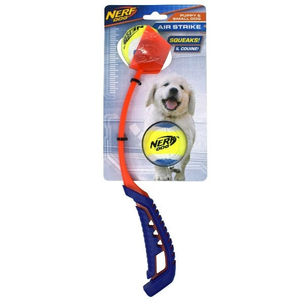 Nerf Dog Deluxe Air Strike Throw Mini Dog Toy - Durable Fetch Toy for Small & Medium Dogs - Perfect for Outdoor Play, Training & Backyard Fun