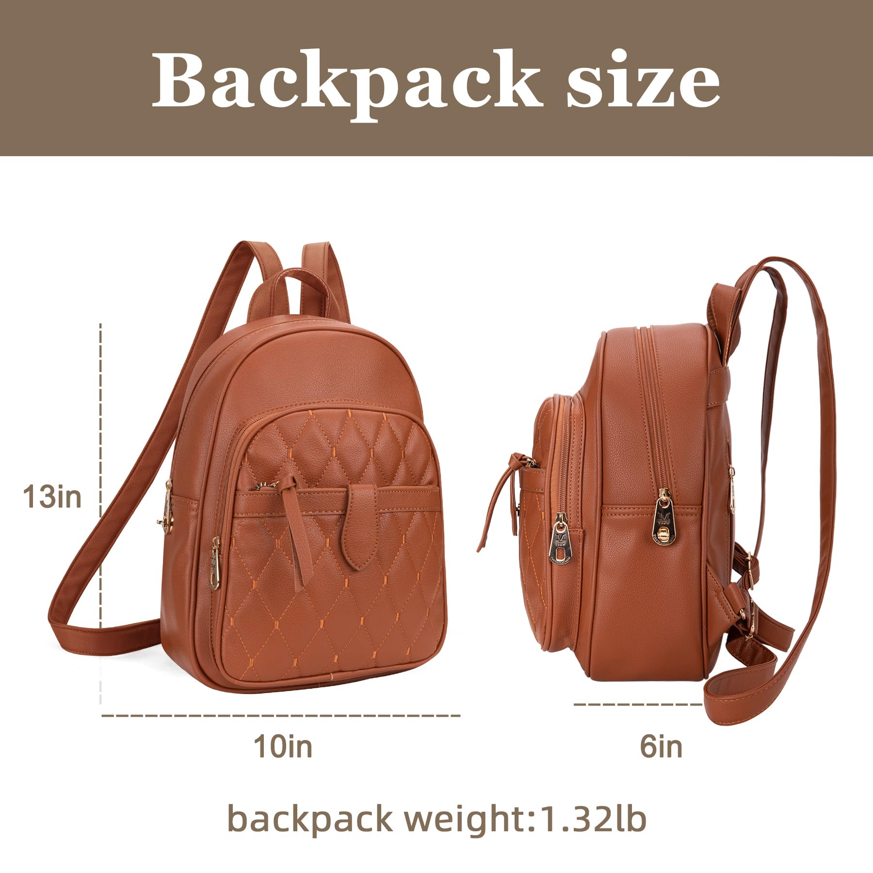 Montana West 3-Piece Anti-Theft Backpack Purse Set for Women - Small Quilted Crossbody Bag with RFID Protection | Perfect for Travel, Work, and Everyday Use