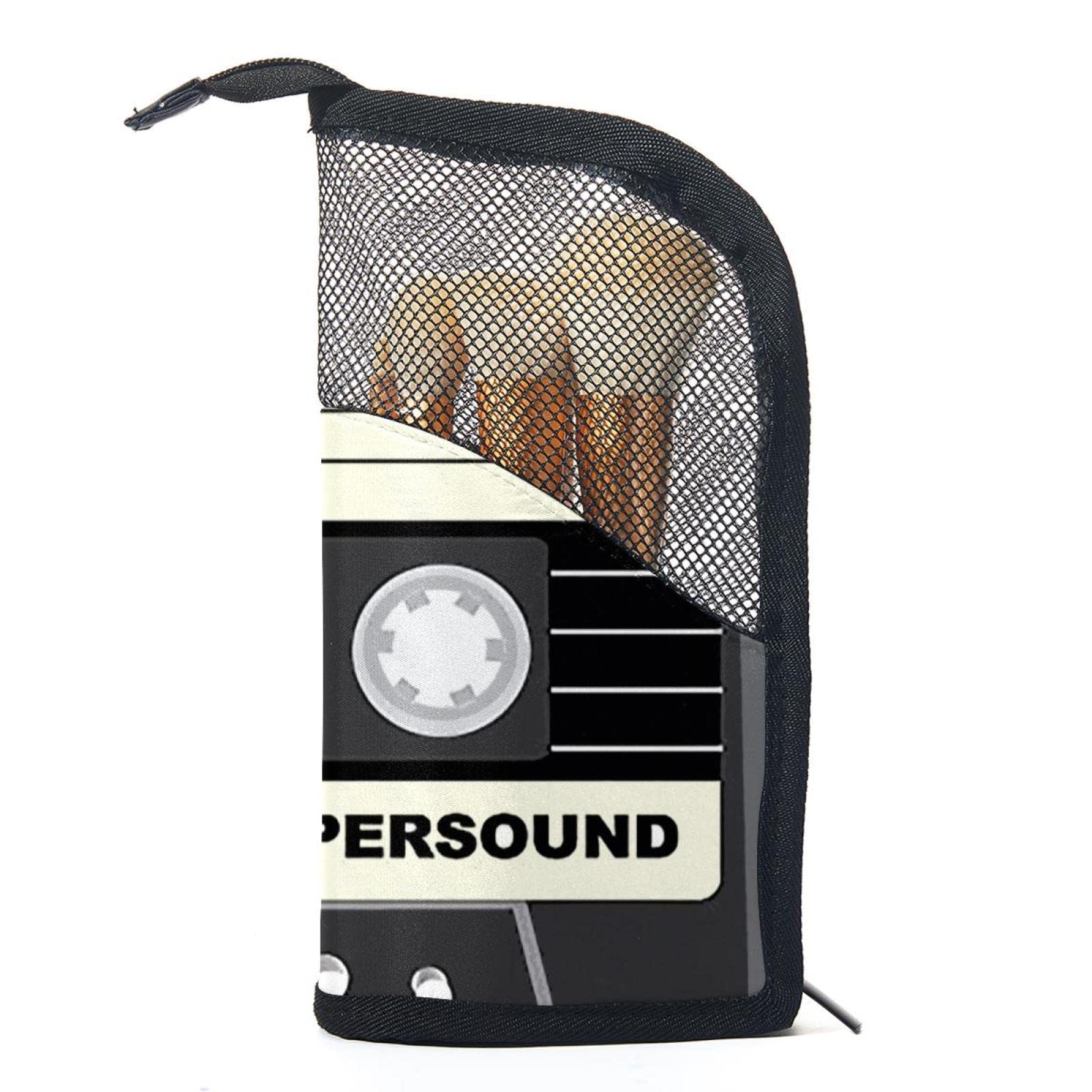 Retro Cassette Tape Makeup Brush Organizer Bag - Portable Travel Cosmetic Brush Holder Case with 12 Slots | Perfect for Makeup Artists, Travel & Home Storage