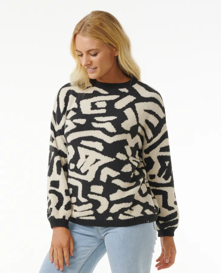 Rip Curl Women's SW Crew RLX Jacket | Water-Resistant Fleece Pullover for Surfing, Hiking & Outdoor Activities | Warm & Comfortable Winter Wear (Navy Blue)