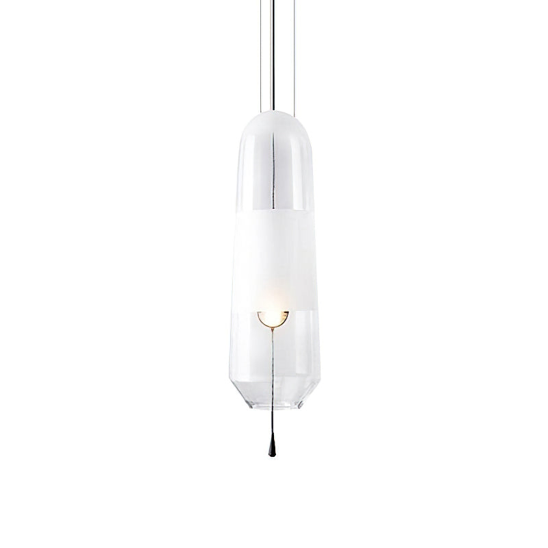 Modern Glass Pendant Light with Capsule Design - Elegant Hanging Fixture for Kitchen Island, Dining Room, or Bedroom Lighting