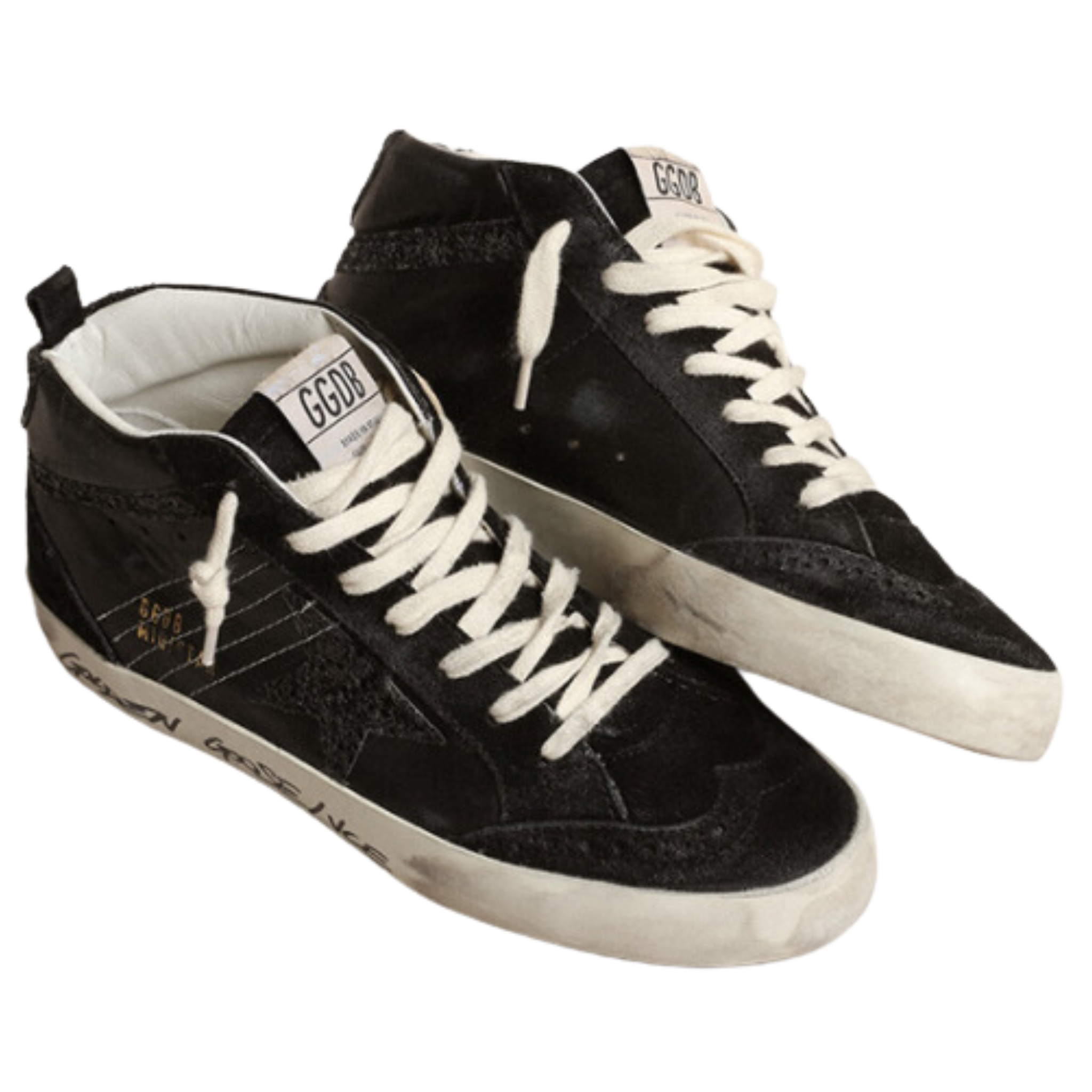 Black Glitter Mid Star Sneakers - Women's Fashion Casual Shoes for Walking & Running - Perfect for Parties, Gym & Everyday Wear