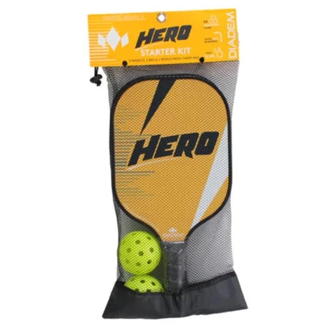 Diadem Hero 2 Pickleball Paddle Set with Balls - Premium Carbon Fiber Paddle & 2 Outdoor Pickleballs - Perfect for Beginners & Intermediate Players - Great for Court Games, Backyard Play & Family Fun