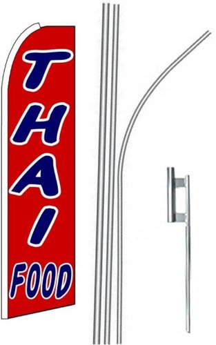 5 Pack Thai Food Themed 15' Feather Flags Kit - Perfect for Restaurants, Food Festivals, and Outdoor Advertising