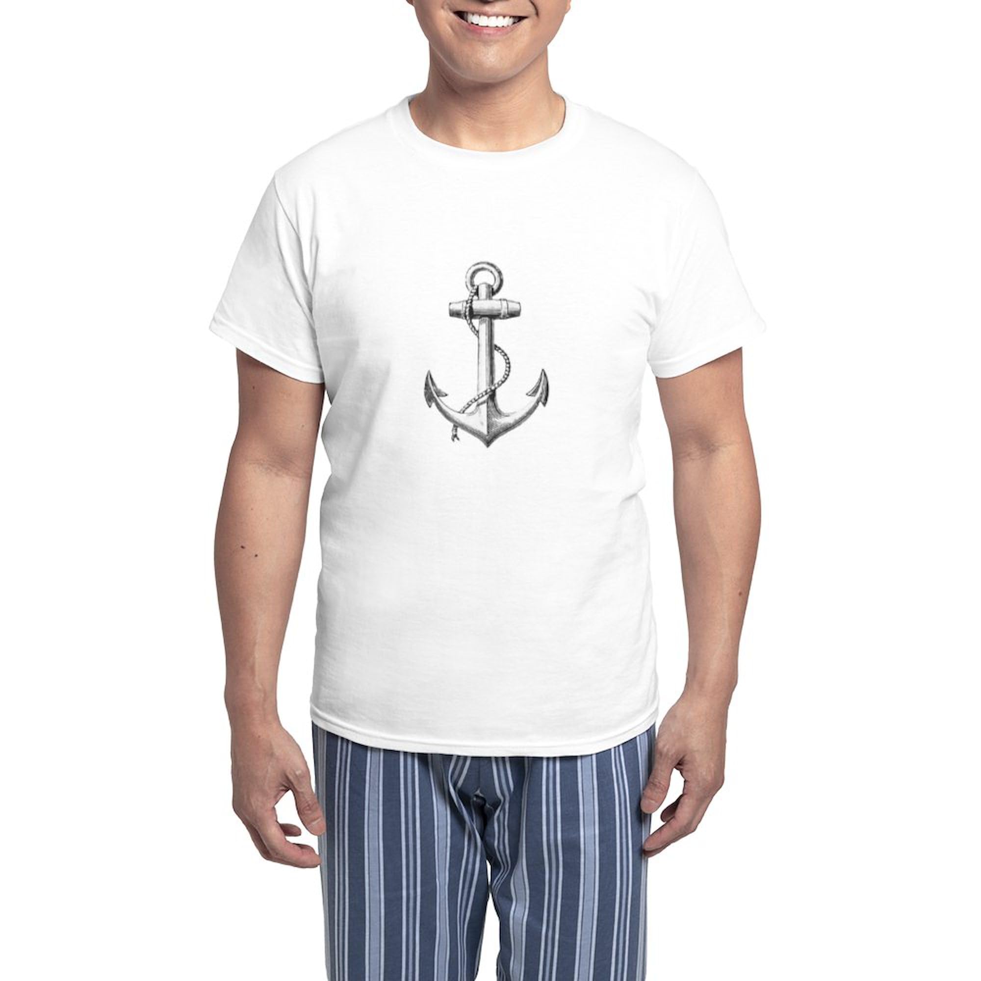 Anchor Print Men's Pajama Set - Soft & Comfortable Sleepwear for Lounge & Sleep | Novelty Lightweight PJs for Relaxing at Home