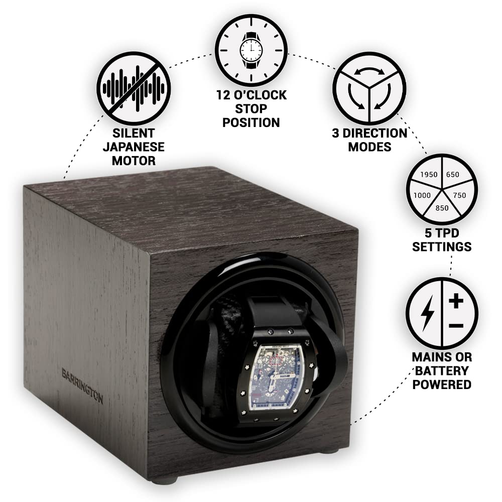Premium Single Watch Winder for Automatic Watches - Silent Japanese Motor | Luxury Watch Storage for Rolex, Omega & More | Adjustable 650-1950 TPD | AC/Battery Powered | Perfect for Travel, Display & Watch Maintenance