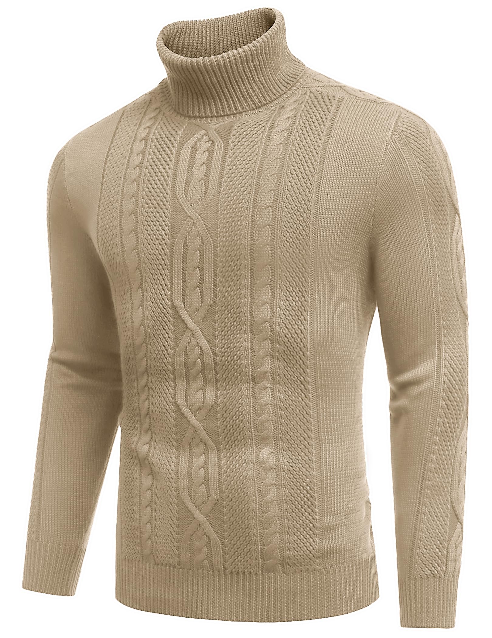 COOFANDY Men's Slim Fit Turtleneck Sweater - Warm Twisted Knit Pullover for Casual Wear | Winter Fashion, Office Outfit & Date Night Look