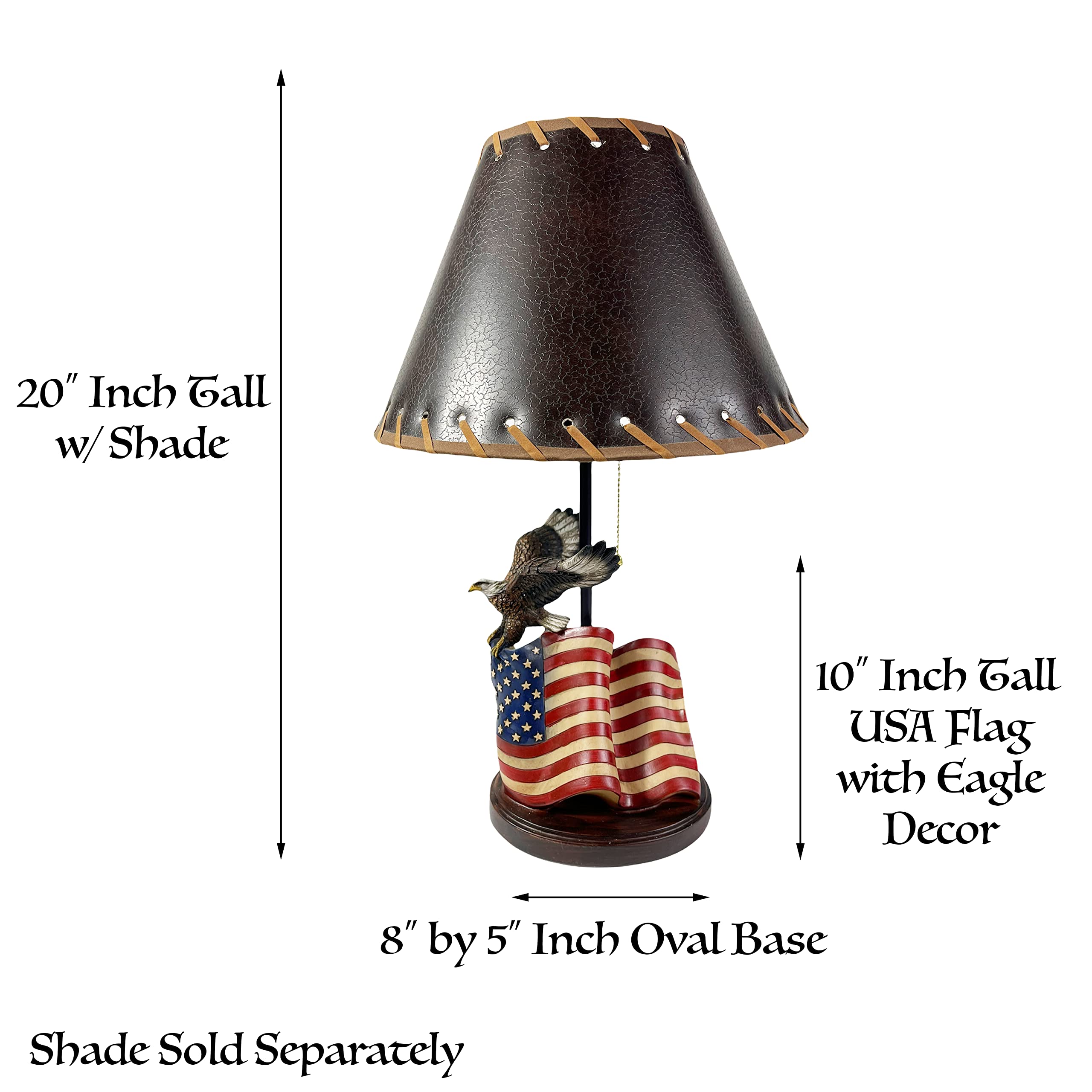 Urbalabs American Bald Eagle & USA Flag Table Desk Lamp - Patriotic Decor, Military Pride Gift for Office, Bedroom & Home (Perfect for Veterans Day, Independence Day & Patriotic Events)
