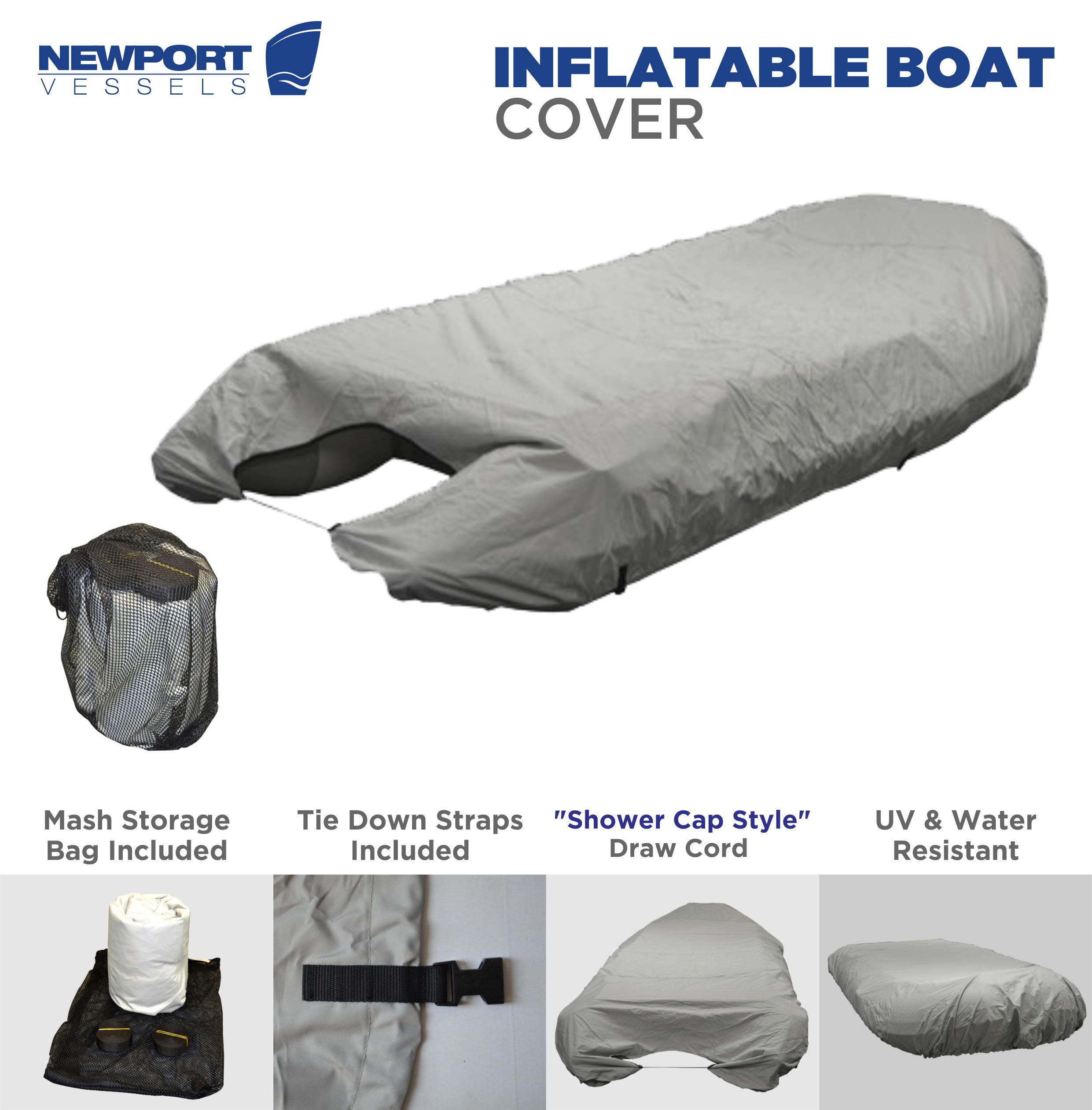 UV Resistant Inflatable Dinghy Boat Cover - Heavy Duty Grey Waterproof Protection for 10-11 ft Boats | Perfect for Outdoor Storage, Marine Use & Travel Protection