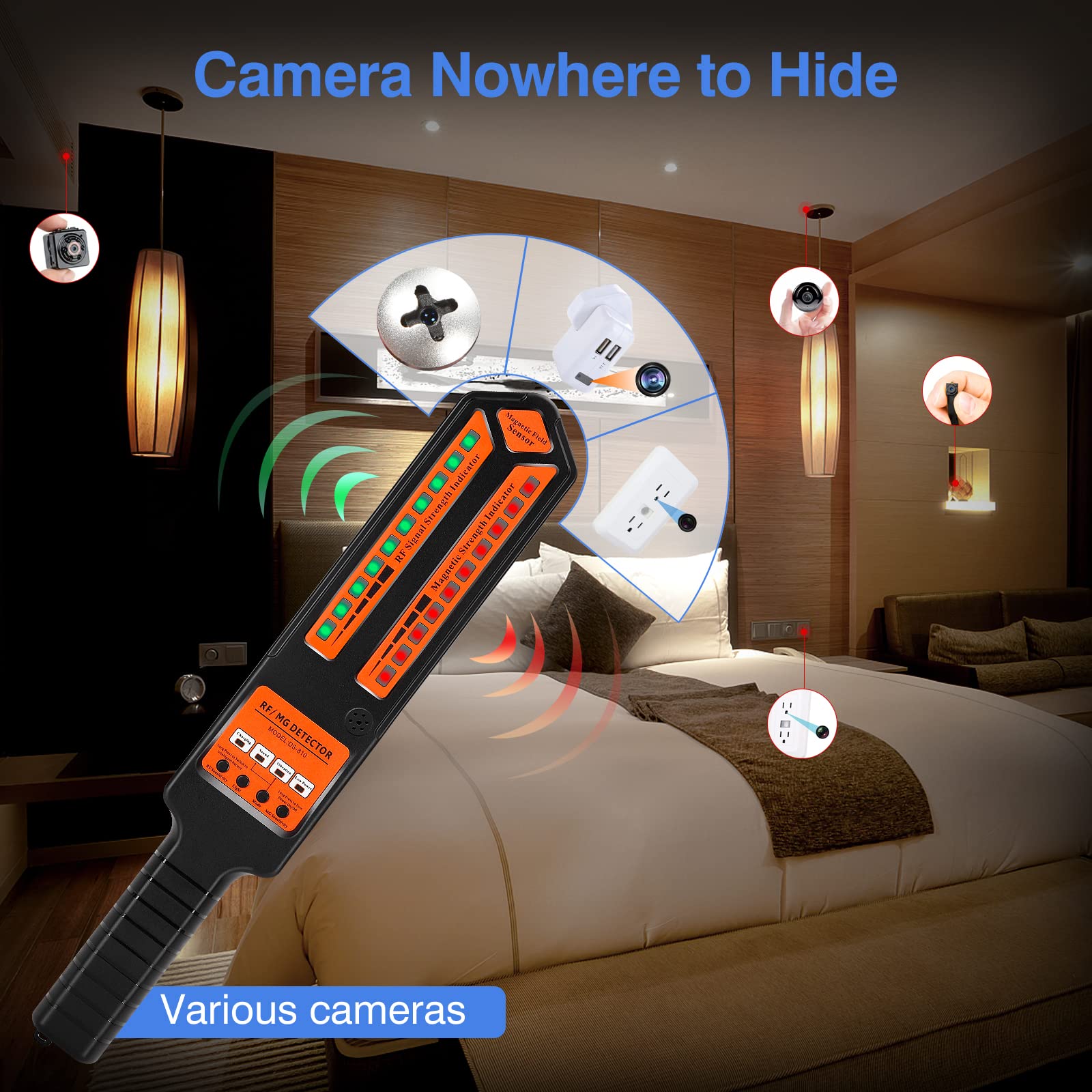 Anti Spy Detector & GPS Bug Finder - RF Signal Wireless Scanner for Hidden Cameras & Electronic Bug Sweeper | Detect Car GPS Trackers & Surveillance Devices | Ideal for Home, Office & Vehicle Security
