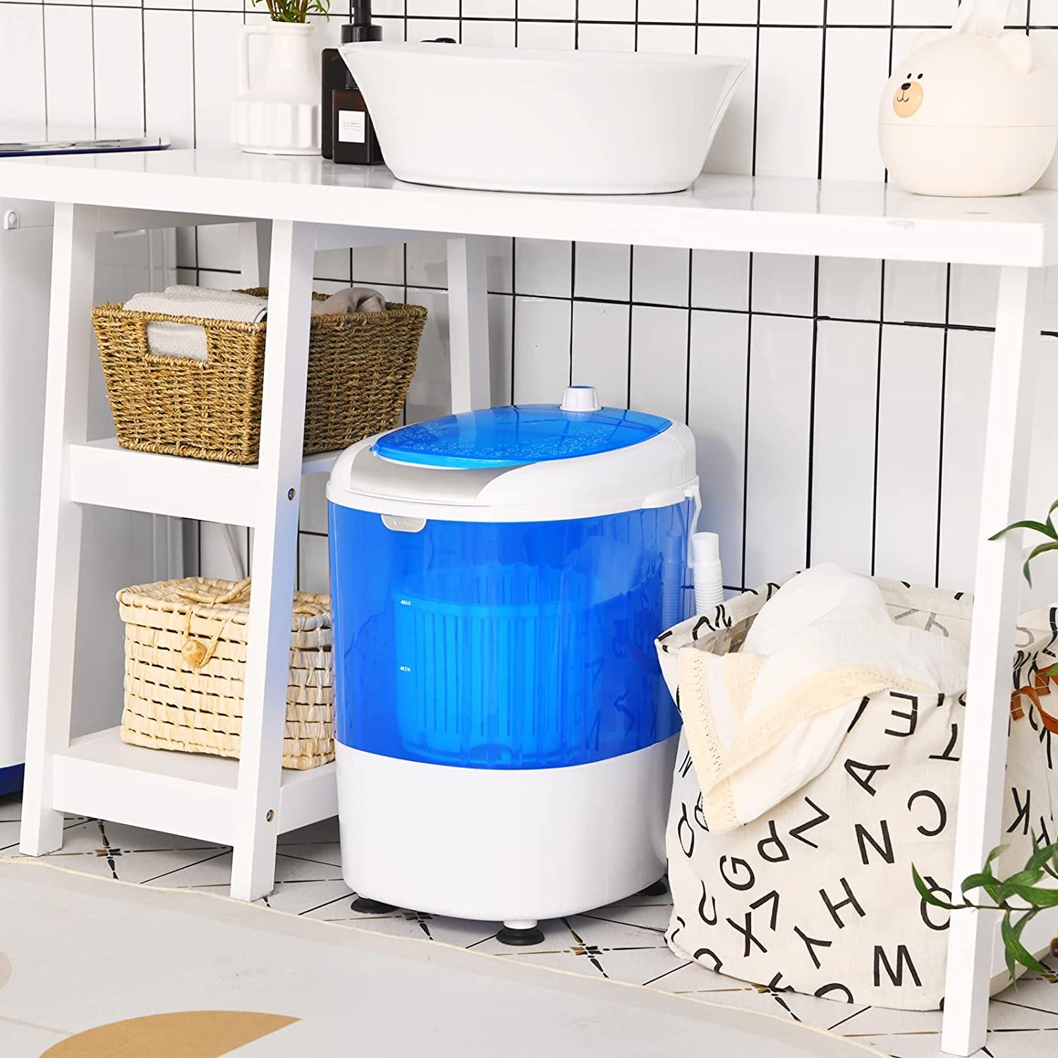 Portable Mini Washing Machine 1.6 Cu.ft Compact Washer - Blue | Perfect for Apartments, Dorms, RVs & Small Spaces | Energy Efficient & Quiet Operation