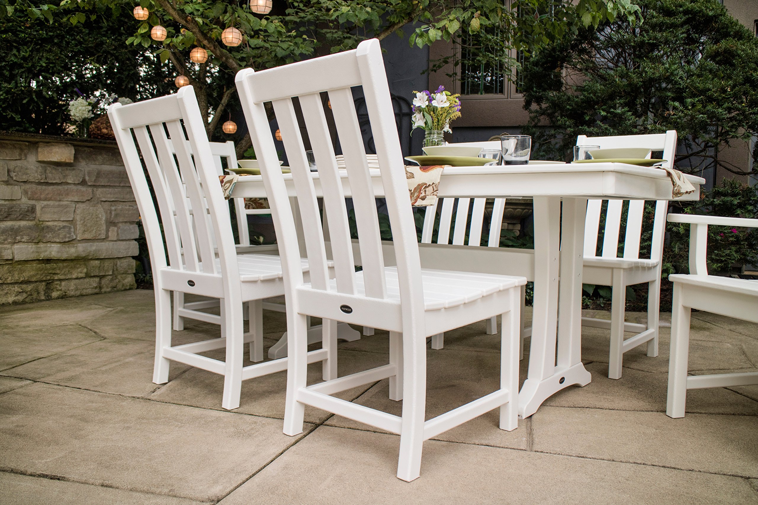 POLYWOOD® Vineyard Dining Side Chair - White Outdoor Patio Furniture for Garden, Poolside, and Restaurant Use