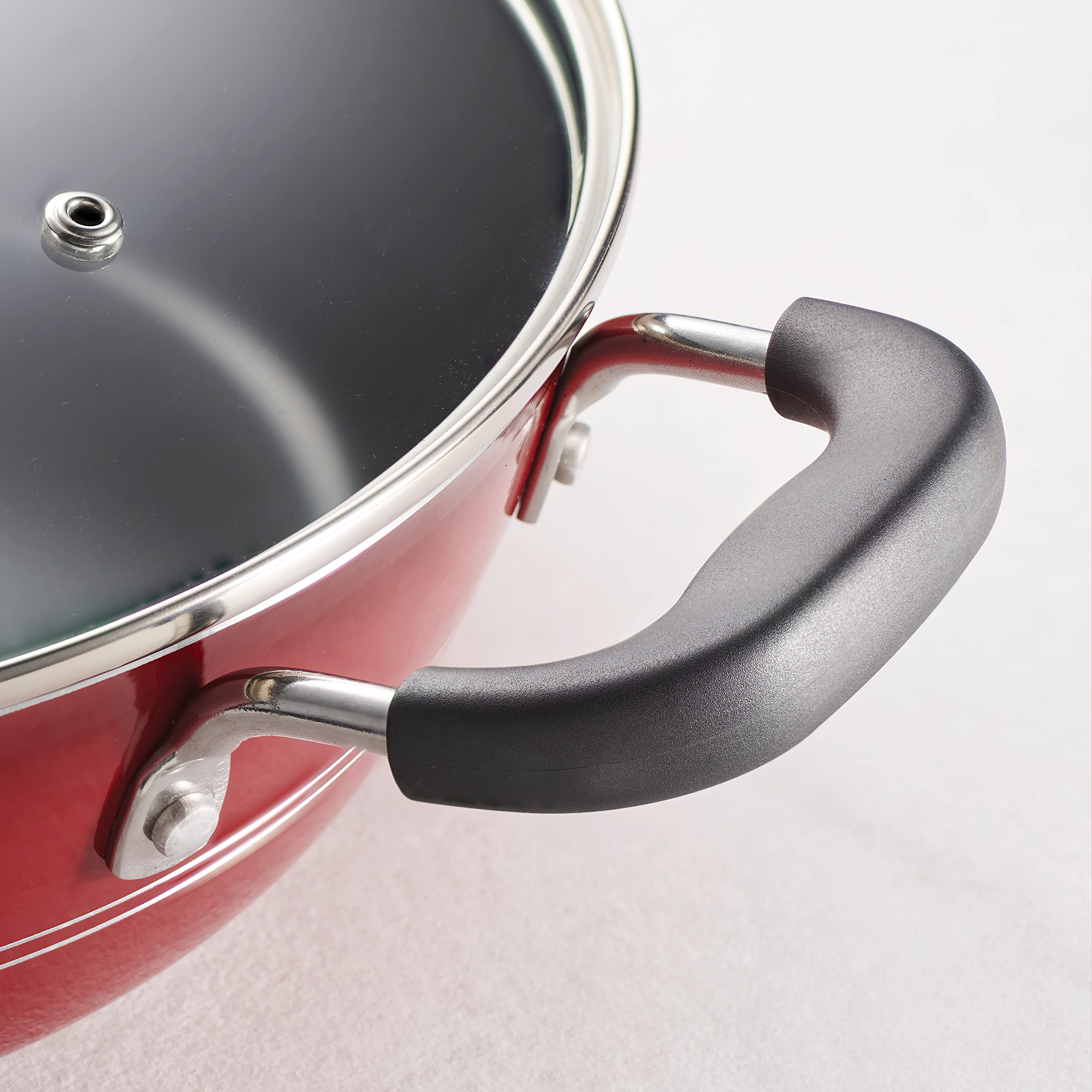 Tramontina Sicilia 8-Piece Nonstick Cookware Set with Glass Lids - Aluminum Pots and Pans Kitchen Set (Raspberry Red) - Perfect for Sauteing, Frying & Everyday Cooking