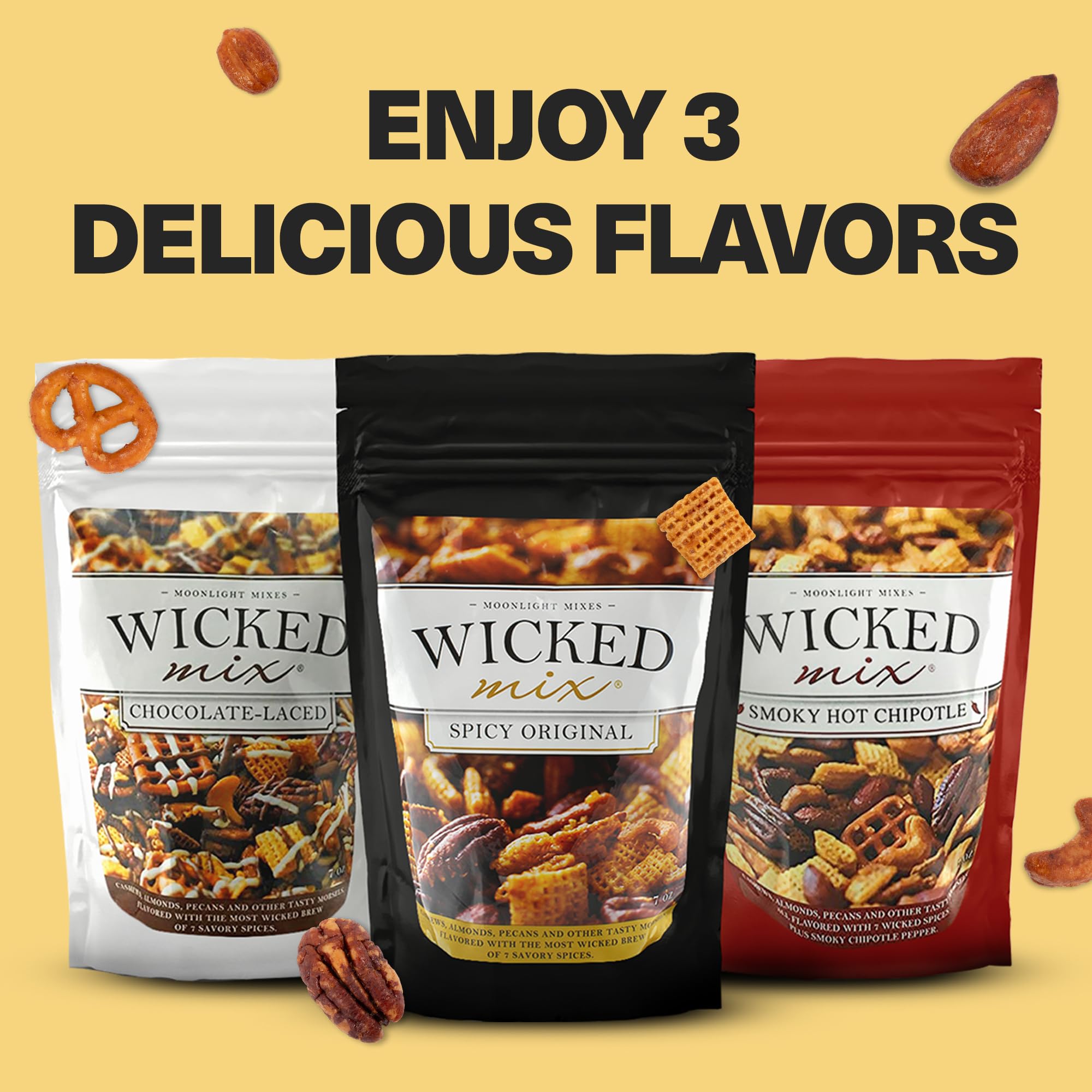 Wicked Mix Snack Mix with Mixed Nuts - Sweet & Salty Trail Mix with Almonds, Cashews, Pretzels, Pecans & Chocolate | Healthy Zero Trans Fat Snacks in Resealable Bag | Perfect for Hiking, Office Snacks & Road Trips