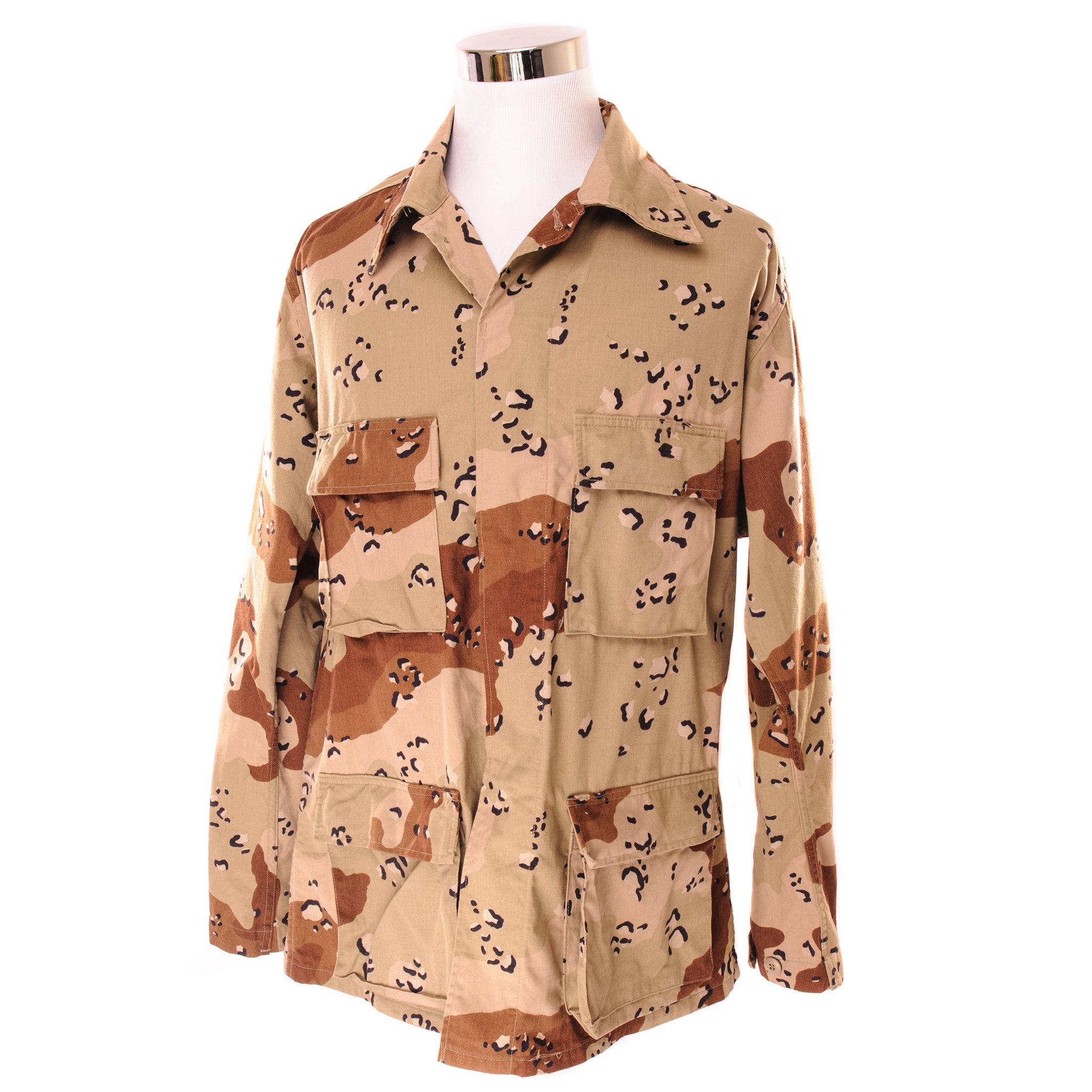 Vintage US Army Chocolate Chip Desert Camouflage Combat Jacket - 1990 Desert Storm Era - Size Large Long - Military Surplus Outerwear for Outdoor Adventures, Airsoft, and Vintage Fashion Collectors