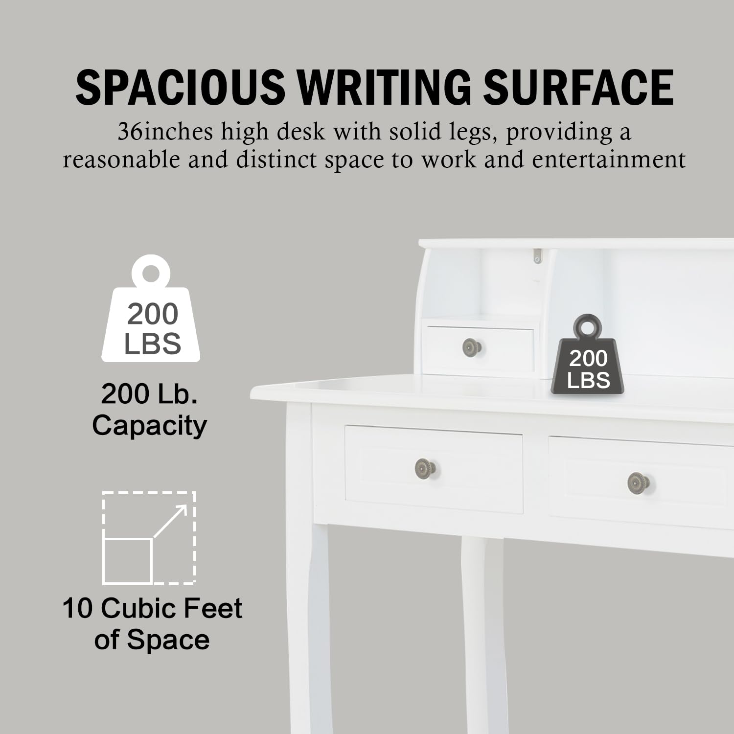 DMAITH 32 Inch Small Writing Desk with Hutch & Drawers - Compact Home Office Desk, Study Table, Computer Desk for Students, Space-Saving Vanity Makeup Dressing Table - Perfect for Bedroom, Dorm, Apartment (White)