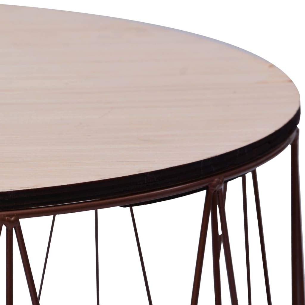 FAMIROSA Modern Coffee Table Set of 2 - Round Side Tables with Copper Metal Base for Living Room, Bedroom & Office - Stylish End Tables for Small Spaces