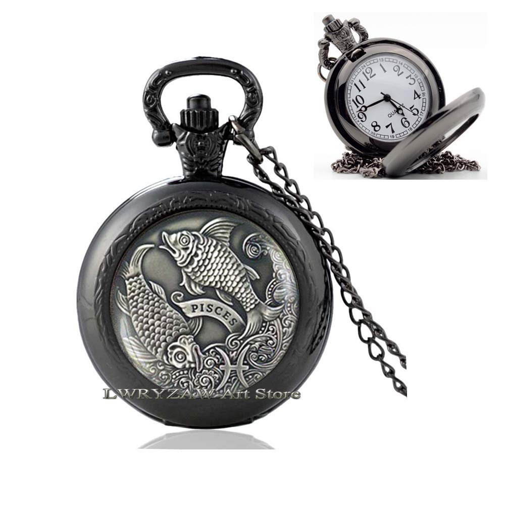 Pisces Zodiac Pocket Watch Necklace - Elegant Astrology Jewelry for Women | Perfect Birthday Gift for Pisces Friends | Ideal for Special Occasions, Romantic Dates & Spiritual Moments