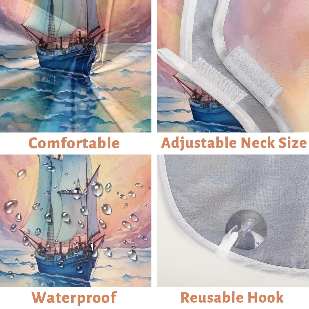 Men's Waterproof Pink Sailboat Shaving Bib - Beard Trimming Apron for Hair Dye & Makeup Protection - Artist & Barber Accessories - Sink Hair Catcher - Perfect Gift for Grooming & Styling (Home Salon & Professional Use)