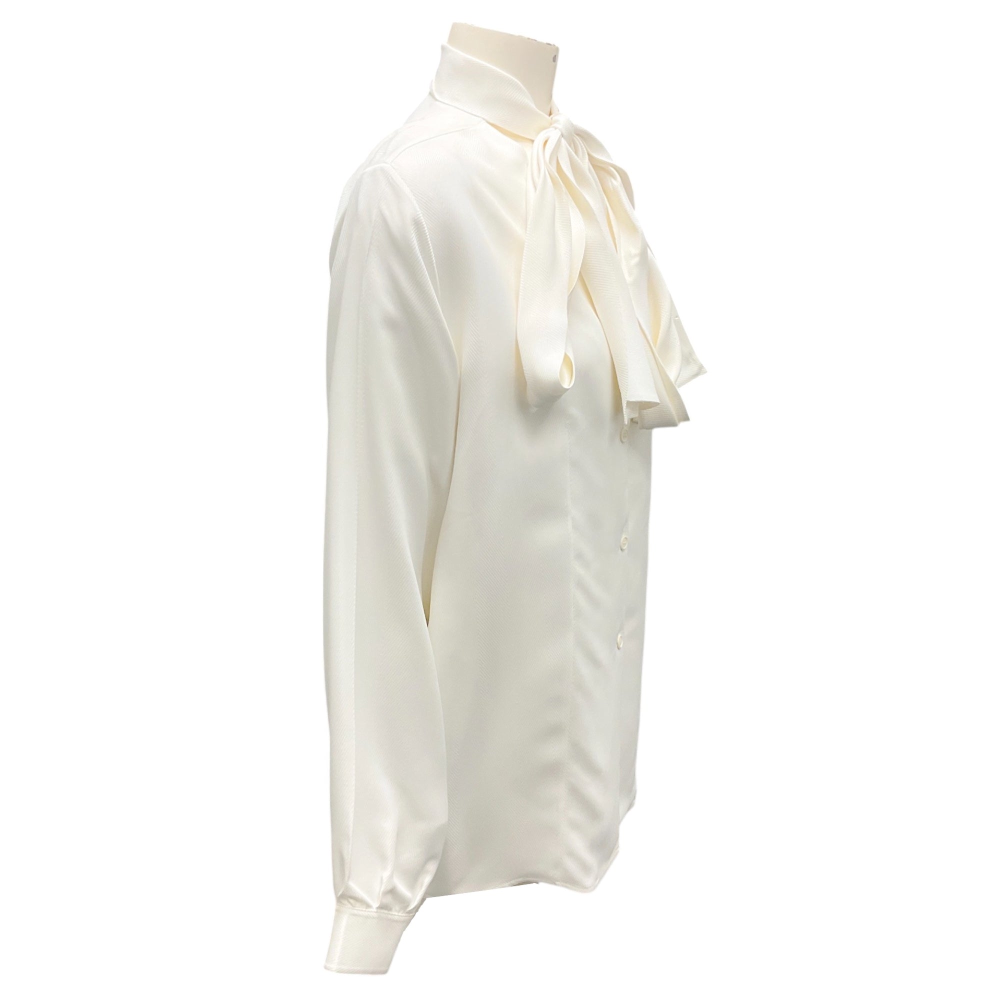 Celine Ivory Tie Neck Long Sleeve Satin Blouse for Women | Elegant Office Wear & Evening Party Outfit