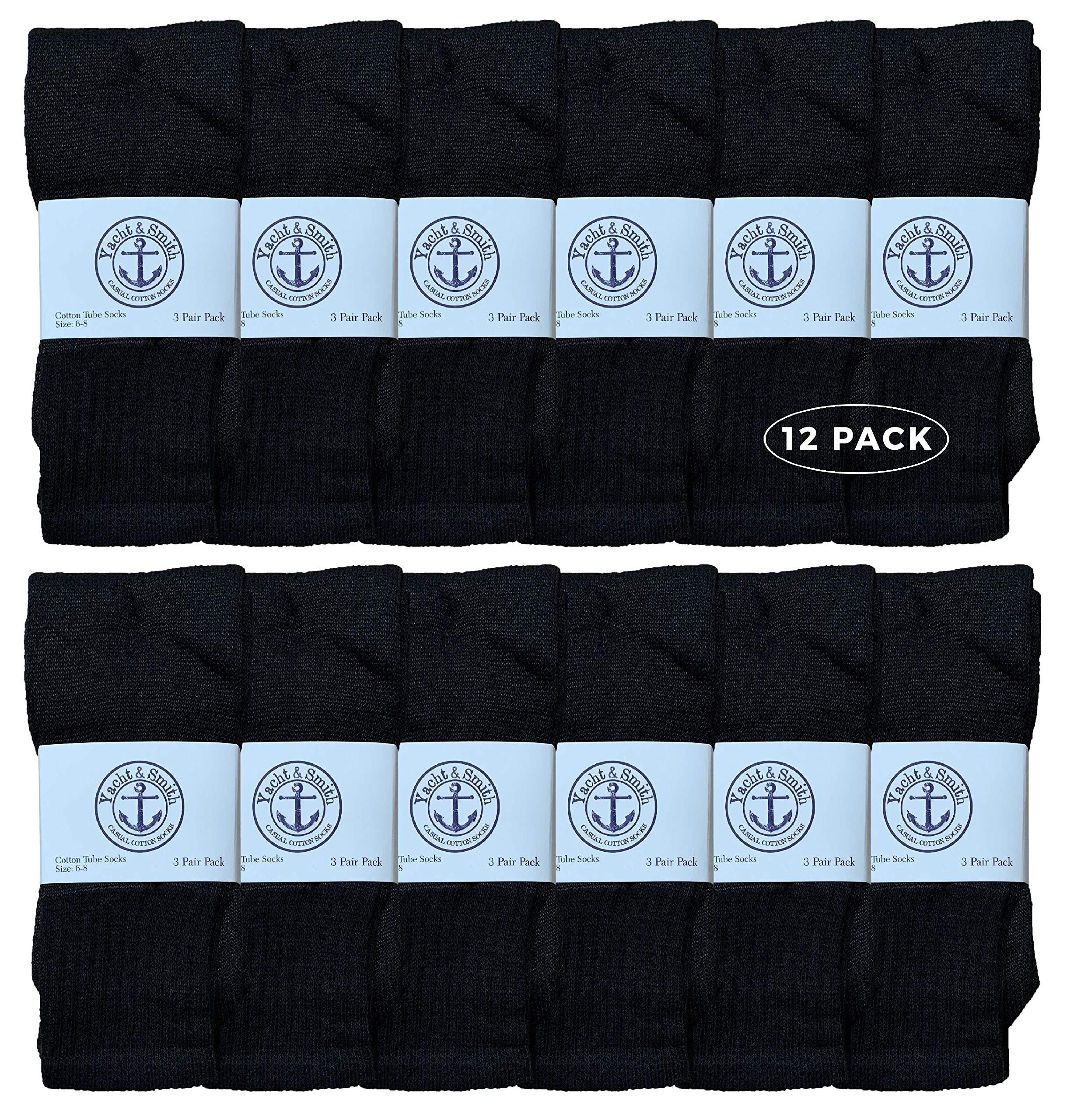 Yacht & Smith 17 Inch Wholesale Kids Tube Socks - Soft Cotton Children's Ankle Socks for Boys & Girls (Size 6-8) - Perfect for School, Sports & Everyday Wear