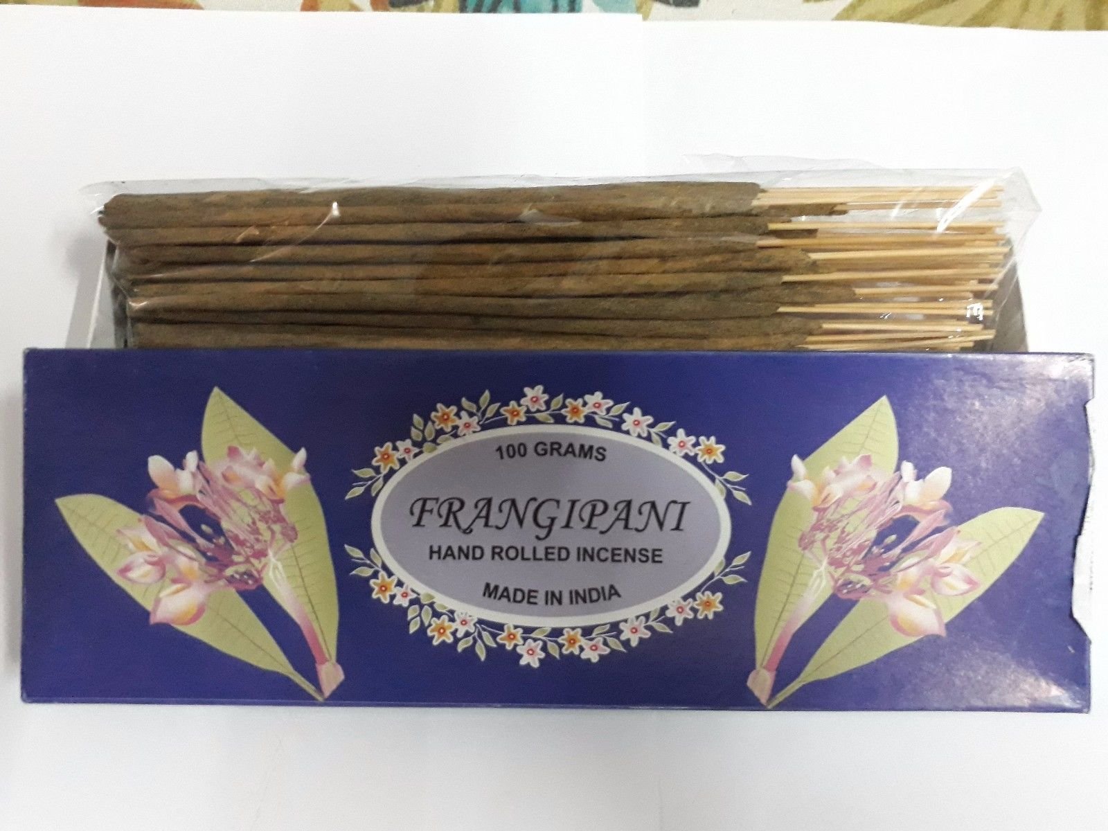 Premium Frangipani Agarbatti Incense Sticks - 100g Hand-Rolled Natural Incense Cones for Meditation, Yoga & Aromatherapy - Long-Lasting Fragrance for Home, Office & Spiritual Practices