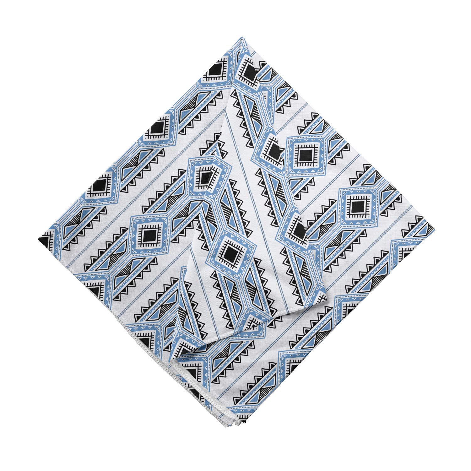 Ambesonne Tribal Bandana Scarf - Geometric Pattern in Sea Blue & Charcoal Grey - Stylish Head Wrap for Women, Men - Perfect for Music Festivals, Outdoor Adventures & Fashion Accessories