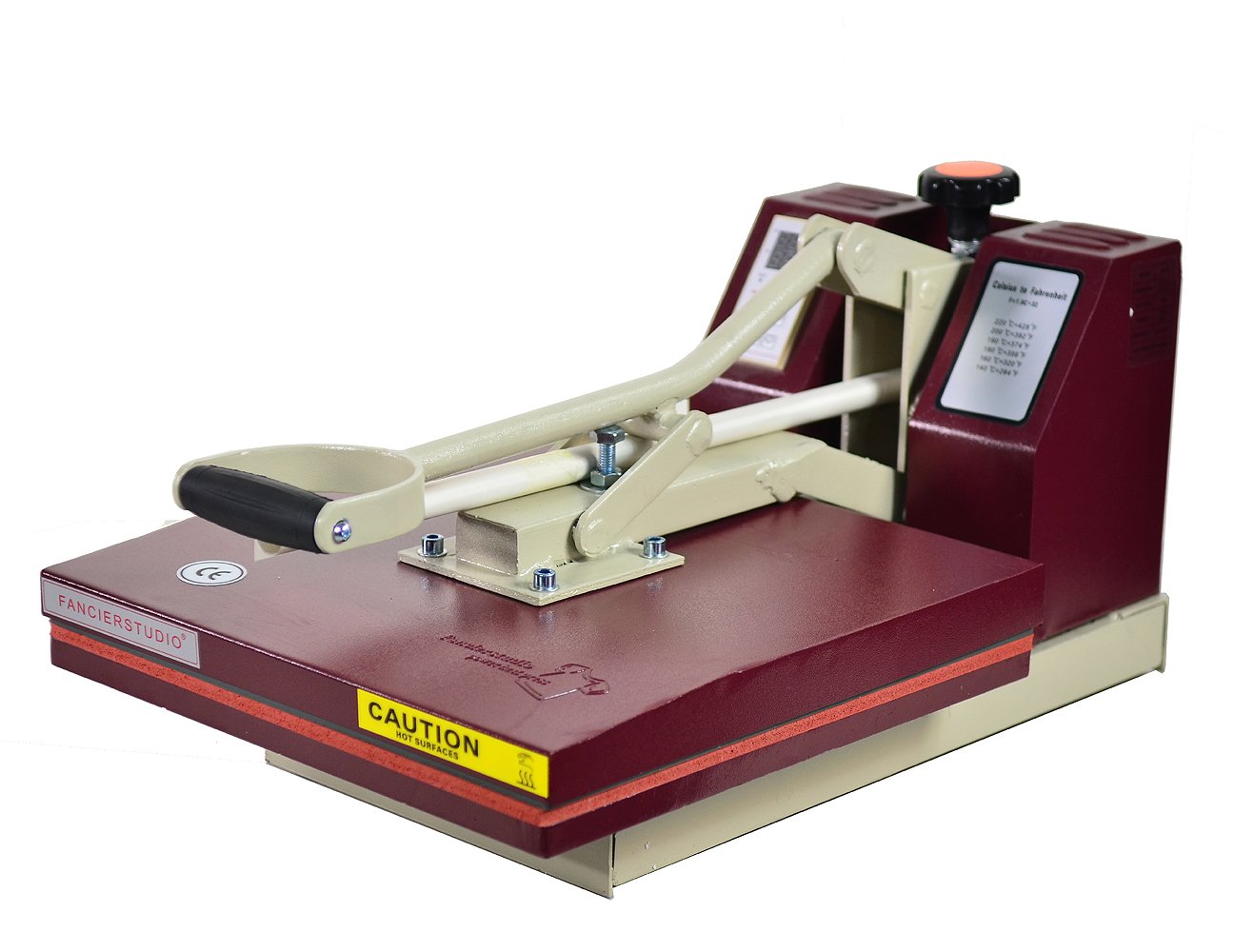 Fancierstudio 15x15 Inch Sublimation Heat Press Machine - Industrial Quality T-Shirt Heat Transfer Press for Custom Apparel (Red & White) - Perfect for DIY T-Shirts, Mugs, Hats & Sublimation Projects