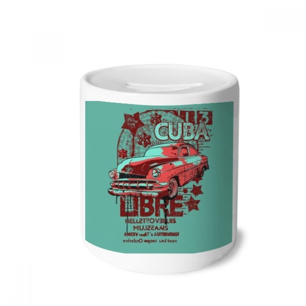 Graffiti Street Style Ceramic Piggy Bank - Red & Green Car Design Coin Box - Perfect Gift for Kids & Collectors - Save Money in Style for Home, Office, or Dorm Decor
