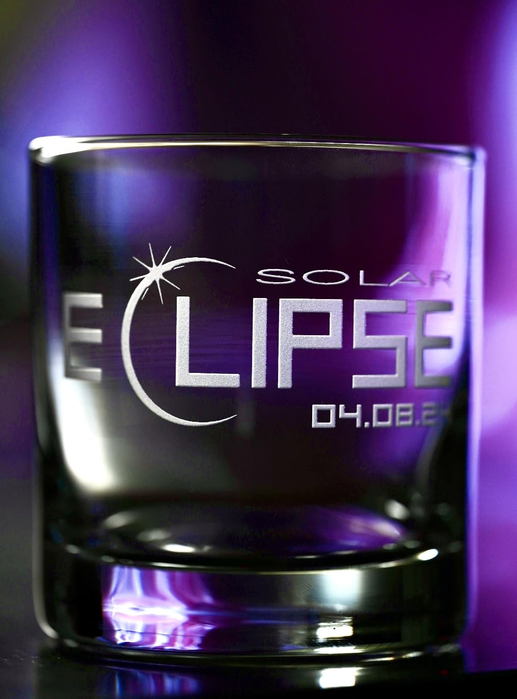 2024 Solar Eclipse Whiskey Glass - Unique Solar Eclipse Gift for Astronomy Enthusiasts - Perfect for Stargazing Parties & Celestial Events - Custom Engraved Eclipse-Themed Drinking Glass