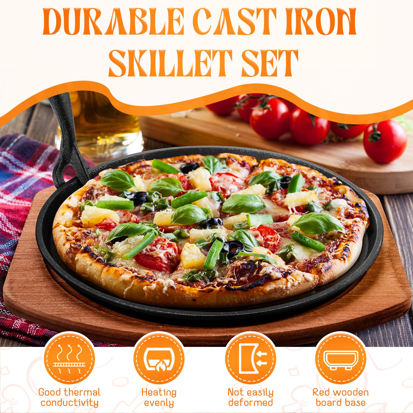 6-Piece Cast Iron Fajita Plate Set - 9.84