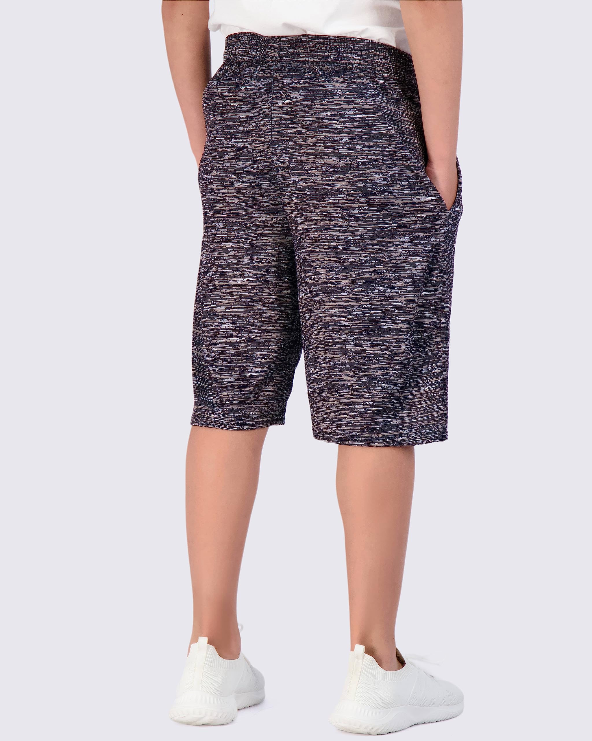 Real Essentials 5-Pack Boys' Dry-Fit Active Athletic Performance Basketball Shorts with Pockets - Breathable Comfort for Sports, Gym & Everyday Wear