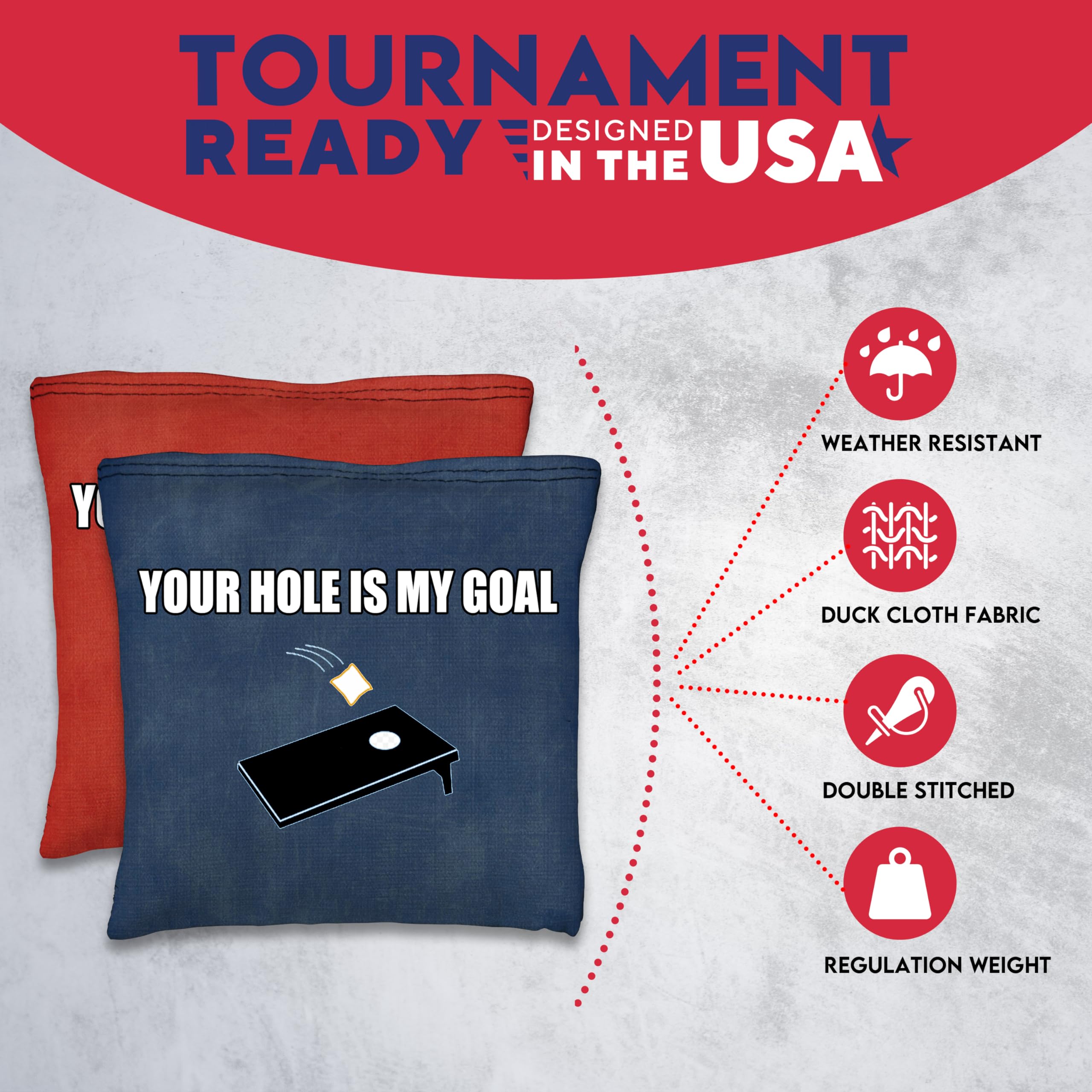 BackYardGamesUSA Professional Cornhole Bags Set of 8 - Regulation Tournament Slick & Stick Bean Bags for Outdoor Cornhole Games | Perfect for Backyard Parties, Tailgating & Family Gatherings